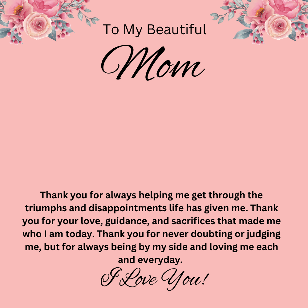 My Beautiful Mom| Thank You- Forever Love Necklace